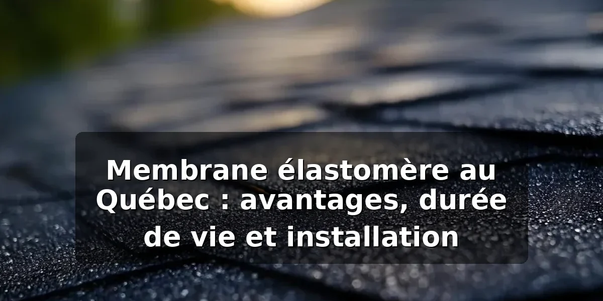 Membrane élastomère toiture Québec : avantages, durée de vie et installation Membrane élastomère toiture Québec — illustration